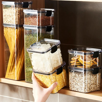 Sealed Plastic Storage Jars Set, Moisture-Proof Grain & Seasoning Organizer for Kitchen