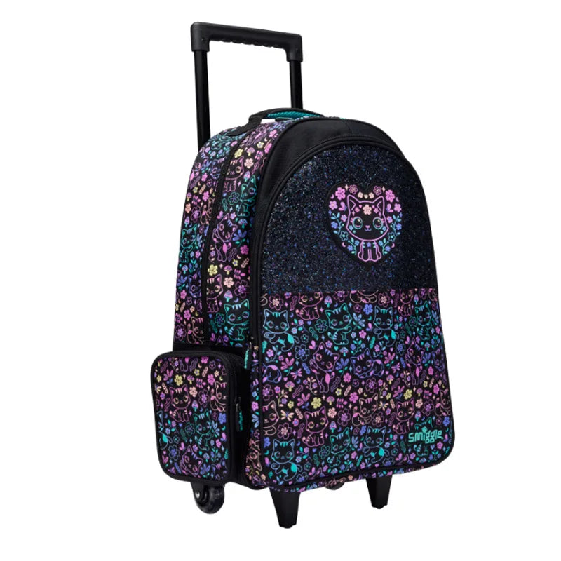 New Original Australia Smiggle Schoolbag for Girls with Black Cat Flower Lunch Bag & Pencil Case