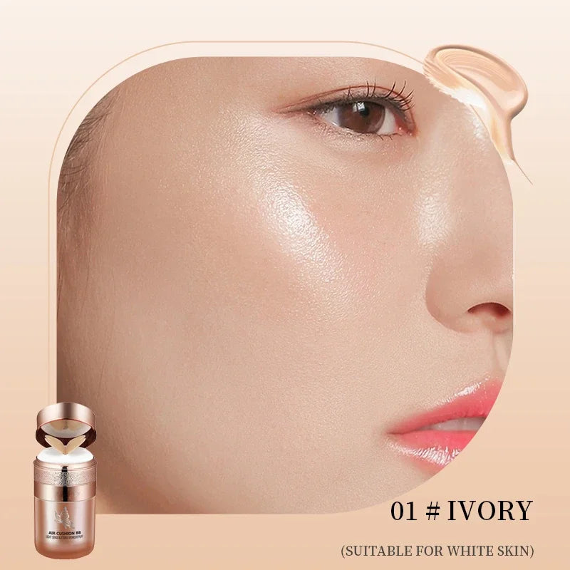 Air Cushion BB Cream with Butterfly Powder Puff – Moisturizing, Whitening, and Waterproof Foundation