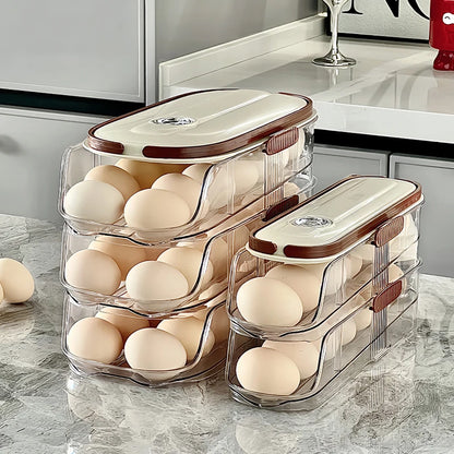 1PCS Automatic Rolling Egg Storage Box, Egg Holder Rack & Organizer for Refrigerator