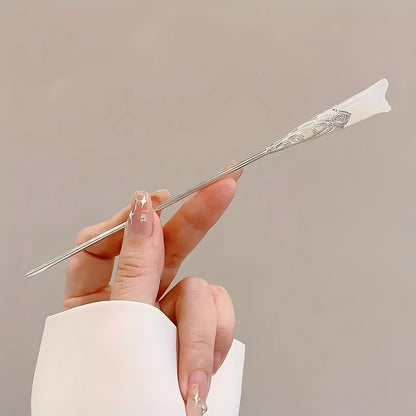 Elegant Chinese Style Hair Clip with Tassel Traditional Floral Design Hairpin & Hair Needle for Women
