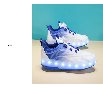Children's LED Light Roller Skate Shoes for Kids Boys & Girls, USB Charging Luminous Sneakers