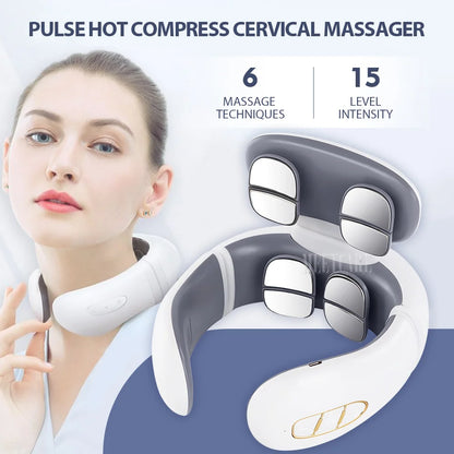 TENS Pulse Wireless Back & Neck Massager - Smart Heating Pain Relief for Shoulders & Muscles
