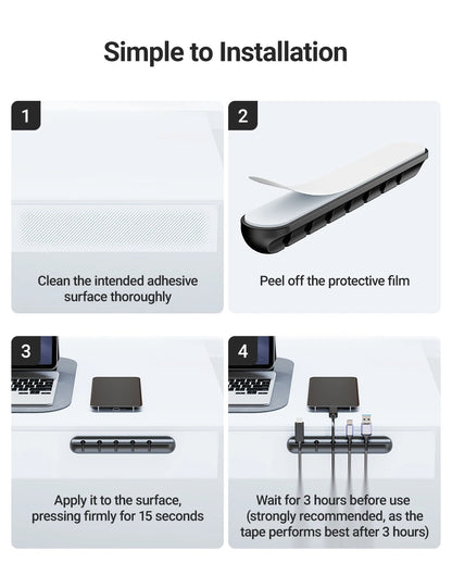 Adhesive Cable Holder Clips - Cord Management Organizer for Desktop, USB, Power, and Mouse Cables