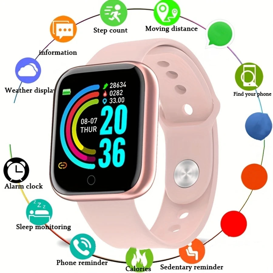 Smartwatch for Men & Women, Fitness Tracker, Message Notifications, Wristwatch with Heart Rate Monitor, Birthday Gift for Android/iOS