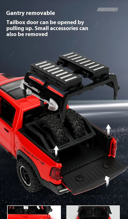 1/32 RAM 1000 TRX Mammoth Pickup Alloy Car Model with Sound and Light Pull Back Toy for Kids Collectibles Birthday Gift