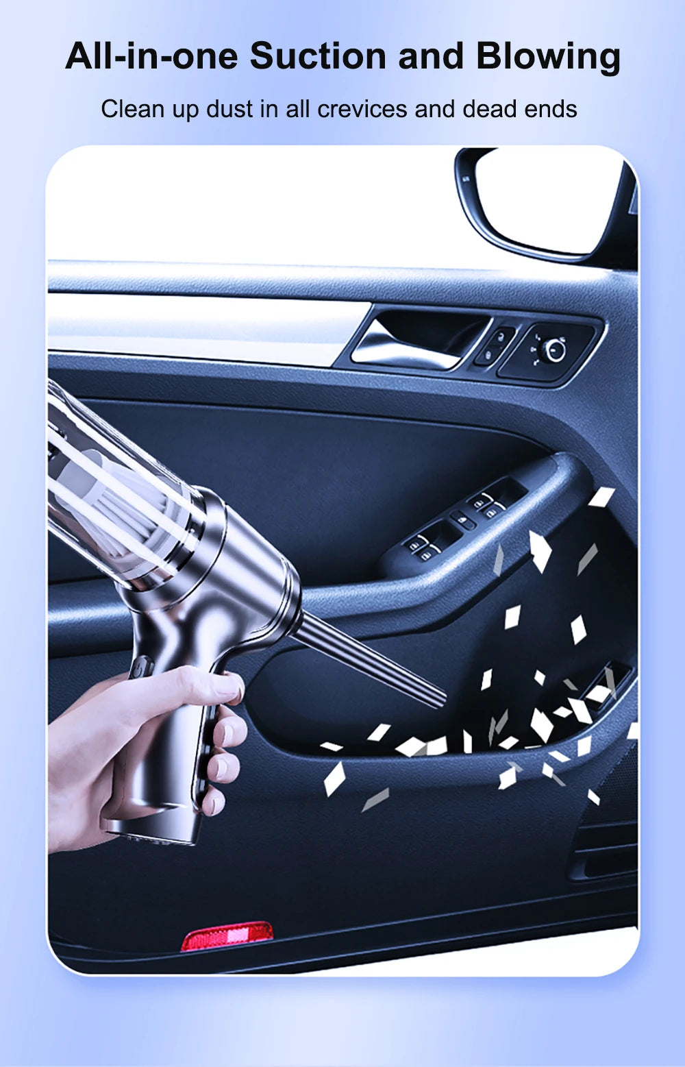 Portable Wireless Car Vacuum Cleaner, 95000PA Strong Suction Handheld Blower for Home & Car