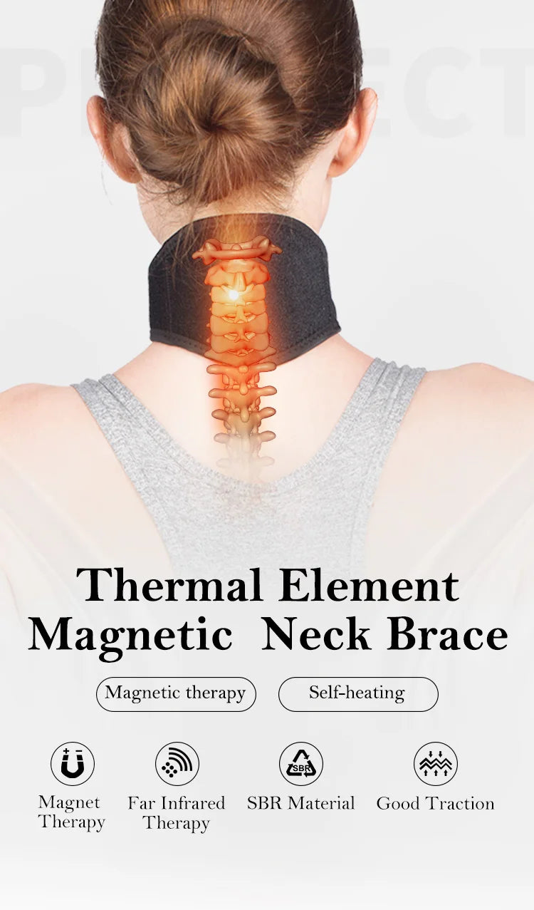 Magnetic Heated Neck Wrap for Cervical Pain Relief & Tourmaline Therapy