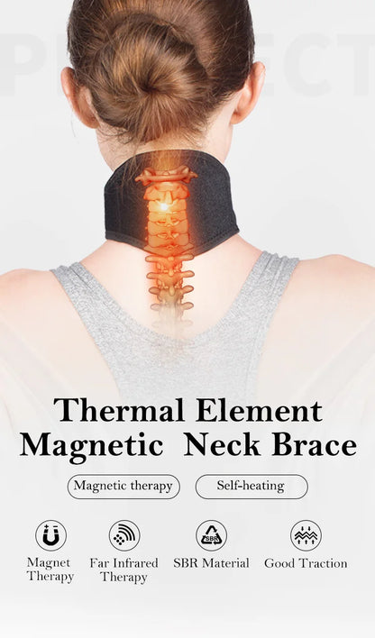 Magnetic Heated Neck Wrap for Cervical Pain Relief & Tourmaline Therapy