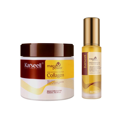 Karseell Collagen Hair Treatment & Argan Oil Hair Serum - Deep Repair Mask (500ml) & Serum (50ml) for Dry, Damaged Hair