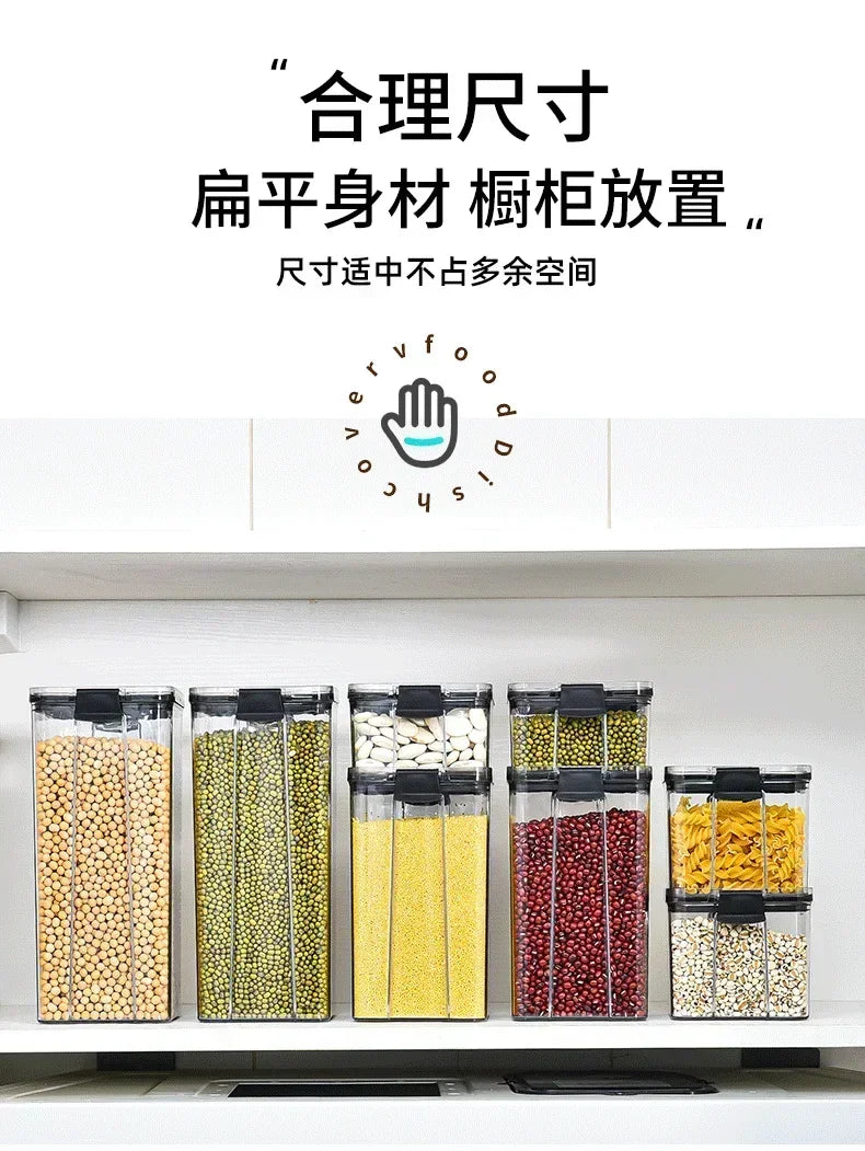 Stackable Plastic Food Storage Containers Set 460-1800ml for Grains, Tea & Snacks