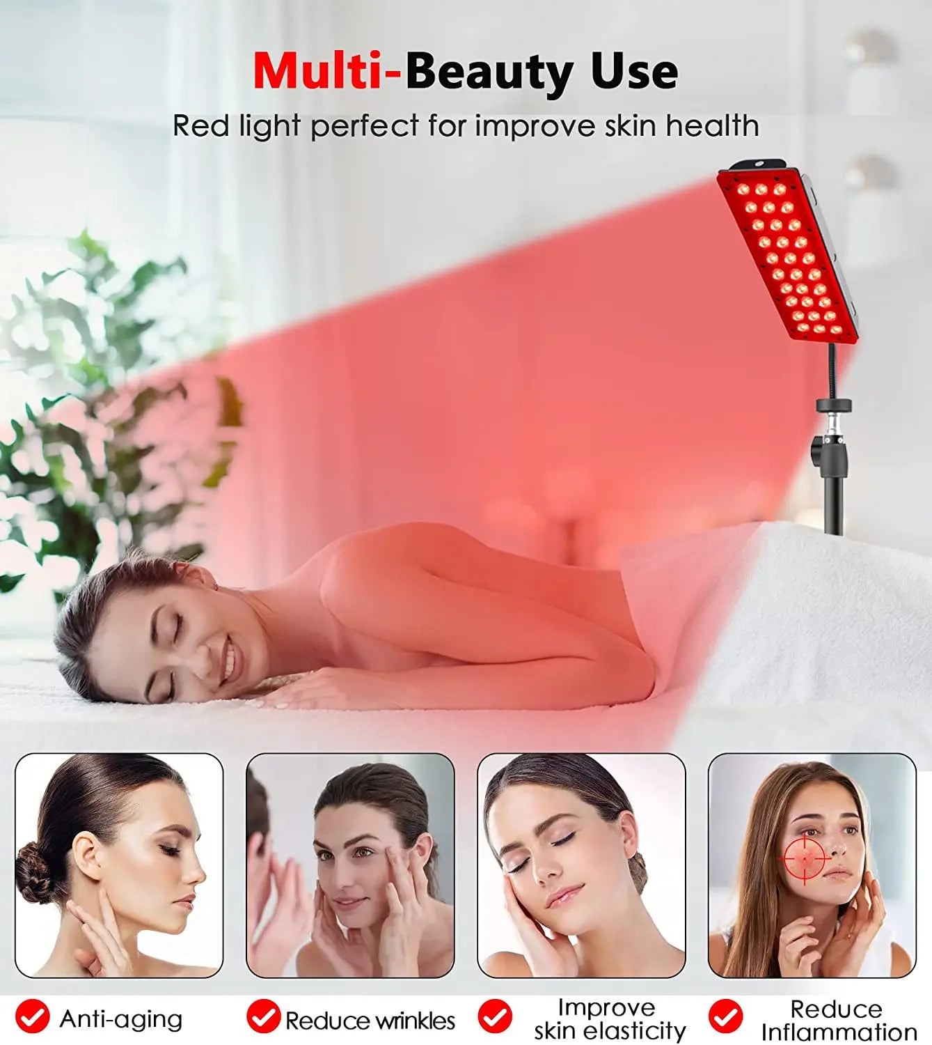 LED Red Light Therapy Lamp for Full Body & Face Muscle Relief and Beauty