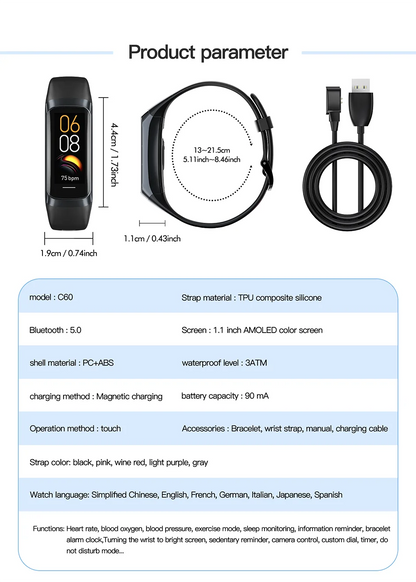 LIGE AMOLED Smart Watch 2023, Men & Women Fitness Tracker, Heart Rate, Blood Oxygen Monitor, Waterproof Smart Bracelet