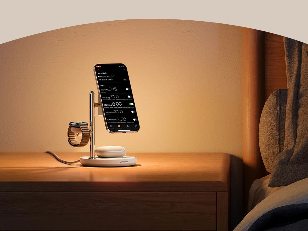 Joyroom 4-in-1 Qi2 Fast Wireless Charger - 15W Magnetic Charging Station for iPhone 12-16, iWatch & AirPods 4/3/2/Pro
