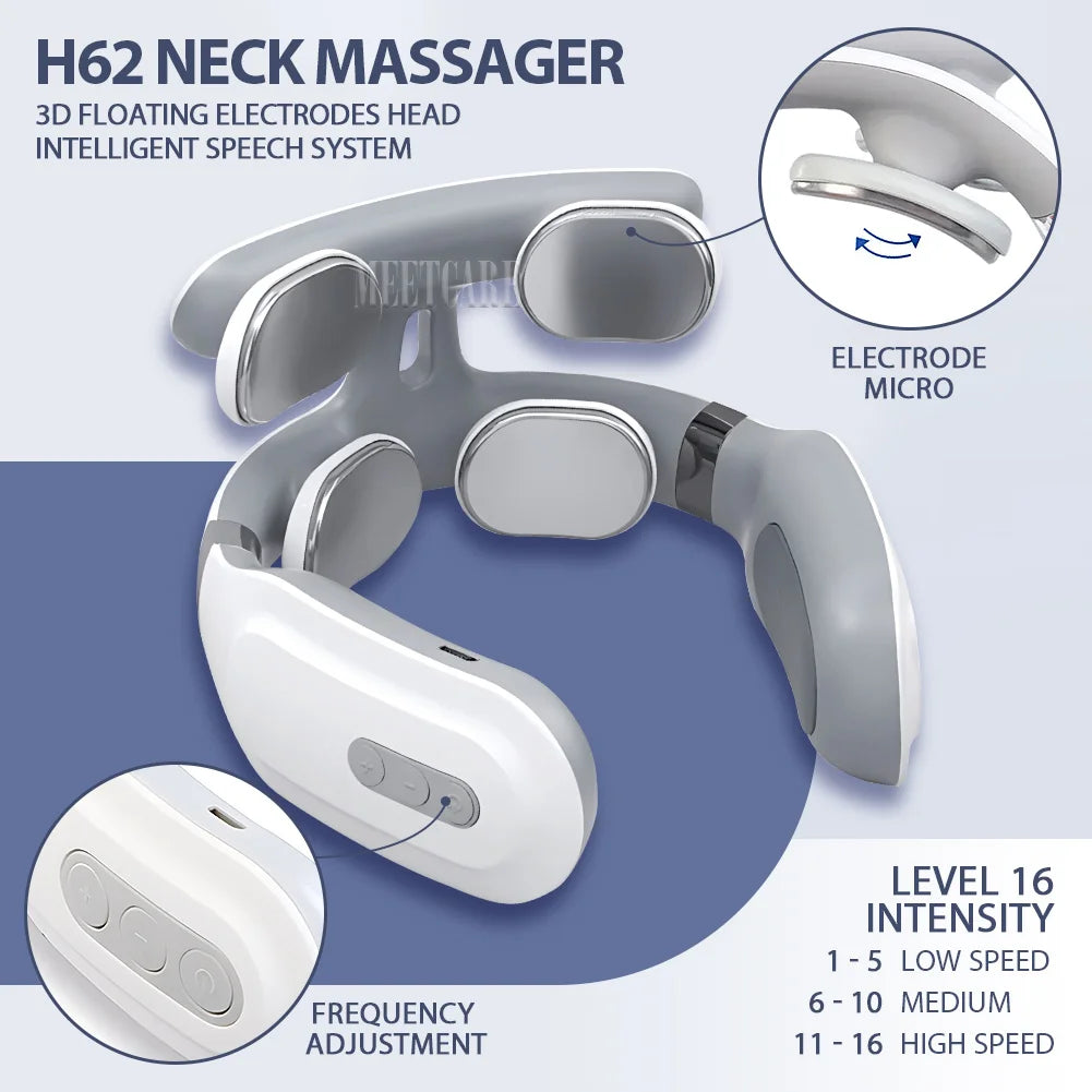 TENS Pulse Wireless Back & Neck Massager - Smart Heating Pain Relief for Shoulders & Muscles