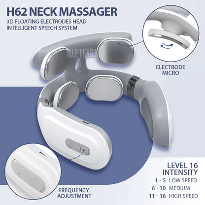 TENS Pulse Wireless Back & Neck Massager - Smart Heating Pain Relief for Shoulders & Muscles