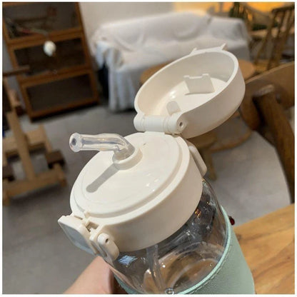 500ml Creative Water Bottle with Straw, Leak-Proof Portable Cup for School Kids