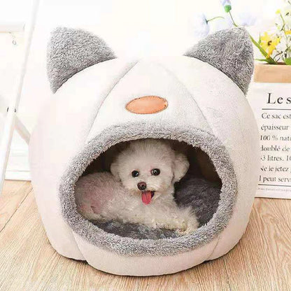 Cozy Winter Cat Bed & Small Dog House – Deep Sleep Comfort Basket Tent for Pets