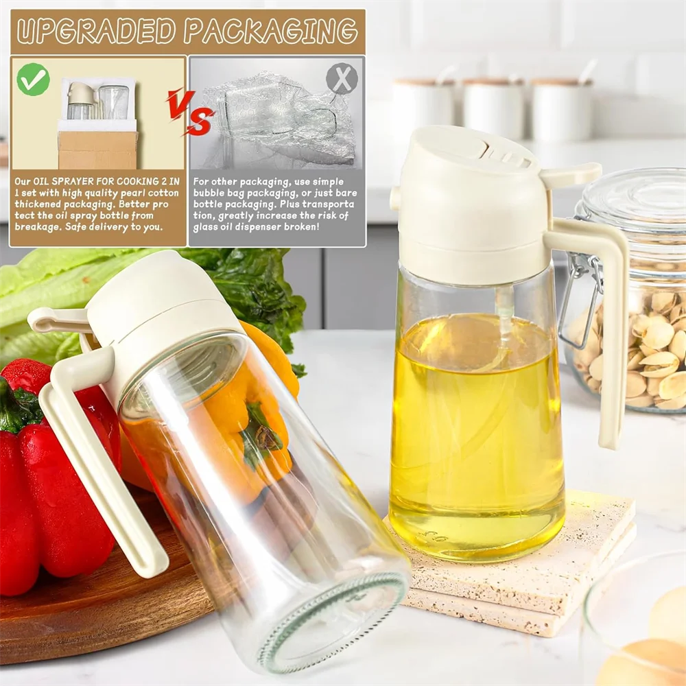 16oz/470ML Glass Oil Dispenser with Automatic Flip Lid