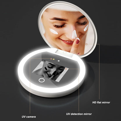 UV Mirror Sunscreen Testing Camera – 2X Magnification Pocket-Sized Travel Makeup Tool