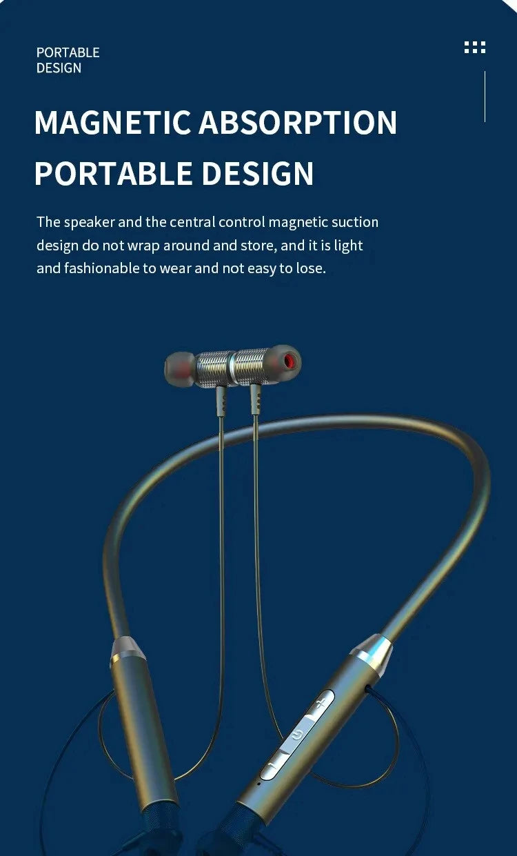 Neck Mounted Bluetooth Earphones - Wireless, Ultra Long Standby, Sweatproof for Games, Sports, and Running (Android & iOS)