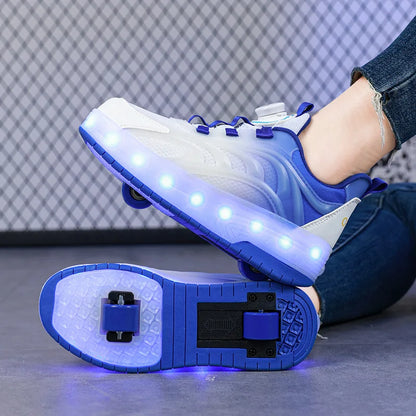 Children's LED Light Roller Skate Shoes for Kids Boys & Girls, USB Charging Luminous Sneakers