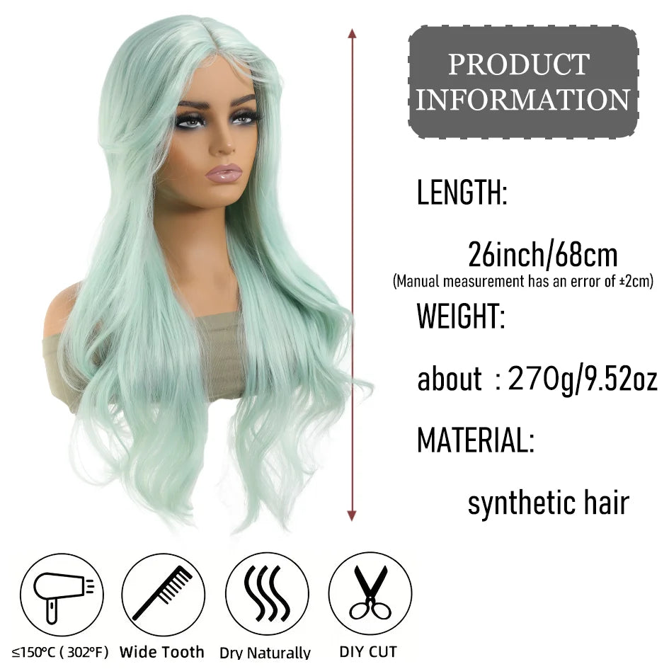 Synthetic Linen Long Straight Hair Wig with Bangs & Curly Ponytail Extensions