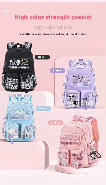 Yuguigou Kulomi Large Capacity Backpack for Elementary Girls - Spine Protection Design