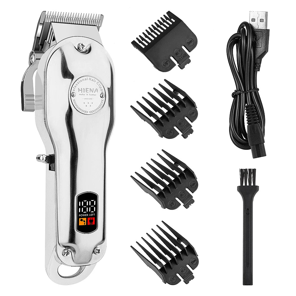 HIENA Professional Barber Hair Clippers Set with Beard Trimmer & Adjustable Steel Blade Hair Cutting Machine