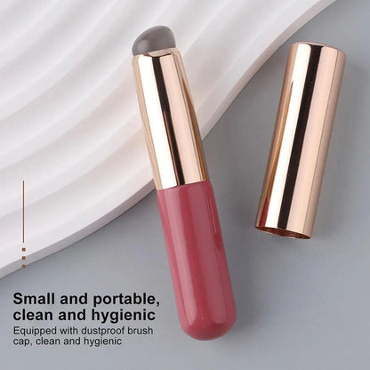 Silicone Lip Brush with Cover - Soft Round Head Concealer & Lipstick Makeup Brush