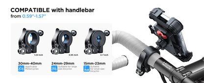 Joyroom Motorcycle Phone Mount - Upgraded Ultra-Stable Bike Holder for Handlebar, Scooter, and Bicycle Clamp