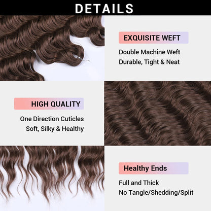 Anna Synthetic 24" Loose Deep Wave Braiding Hair Extensions - Dark Brown Water Wave Crochet Curly Hair