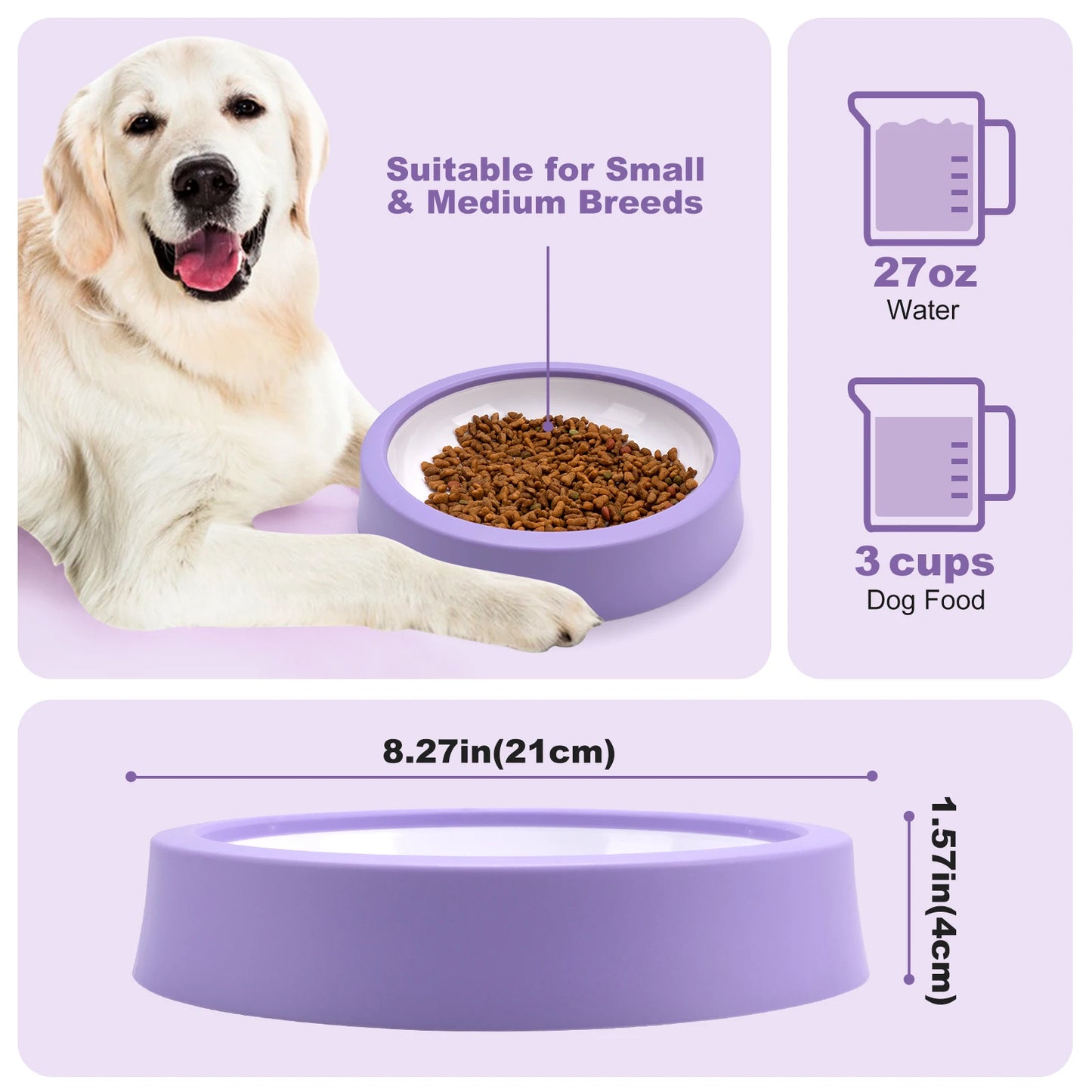 Non-Slip Pet Dog Slow Feeder Bowl – Anti-Gulping Eco-Friendly Dish for All Dog Sizes