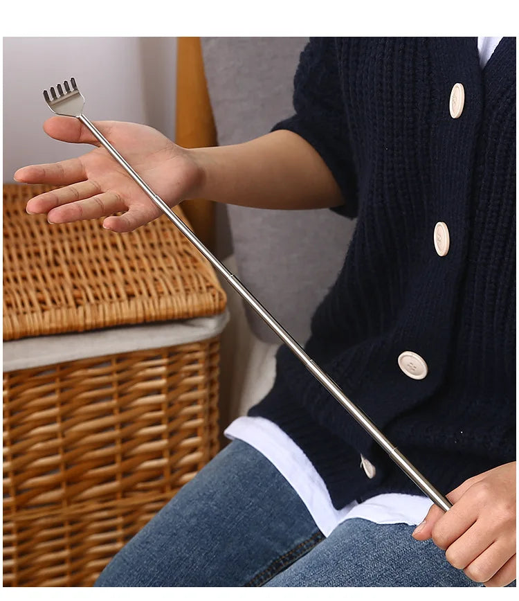 Portable Extendable Back Scratcher Stainless Steel Telescoping Itch Relief Tool