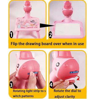 Children's LED Projector Drawing Table Toy, Educational Painting Set & Learning Board