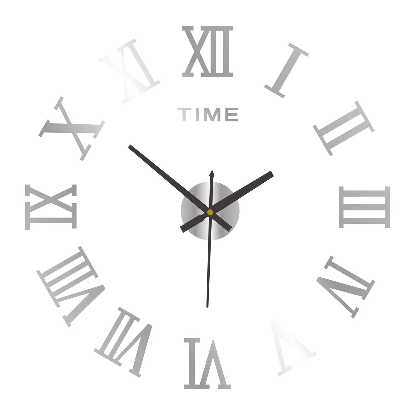 3D Acrylic Digital Wall Clock - Roman Numerals Mirror Design, Large Round DIY Self-Adhesive Clock