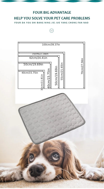 Dog Cooling Mat & Cat Ice Pad Blanket – Extra Large Summer Cold Bed for Pets
