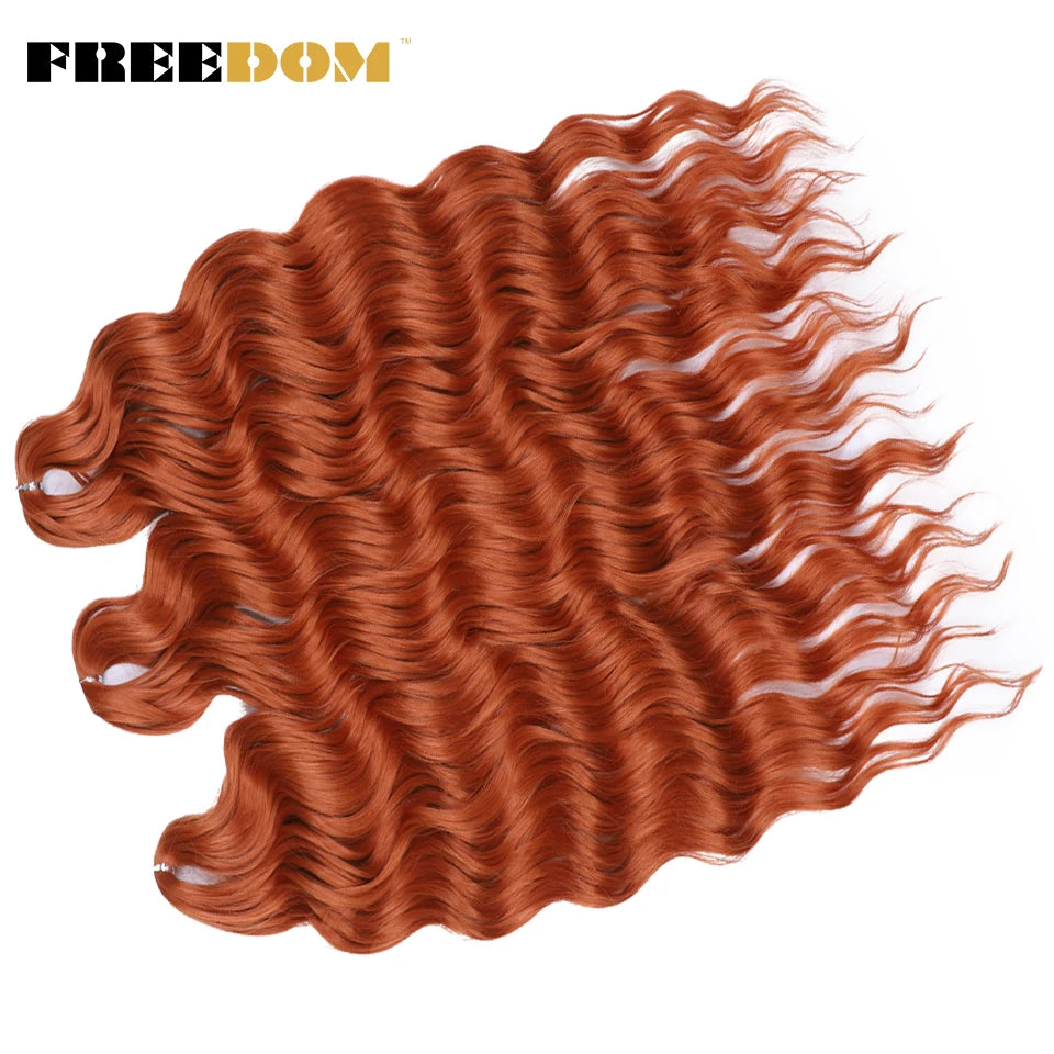 FREEDOM Synthetic Braiding Hair Extensions 24inch Loose Deep Wavy Ombre Brown Rainbow Twist