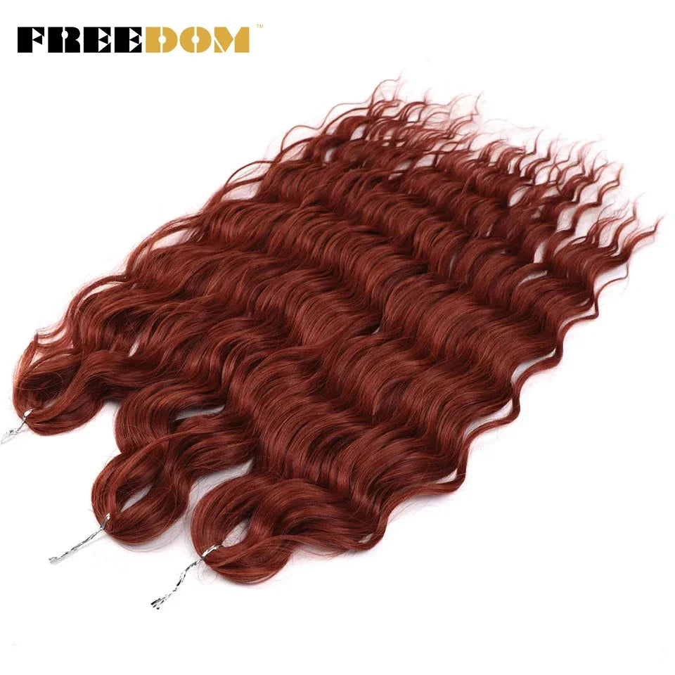 FREEDOM Synthetic Braiding Hair Extensions - 24" Deep Wavy Curly Ombre Rainbow Twist Crochet Hair