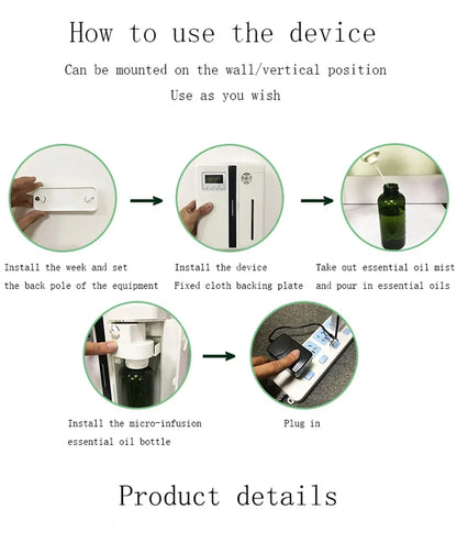 Scent Machine Aroma Diffuser, Wall-Mounted 160ML Fragrance Diffuser with Fan for Hotel & Home