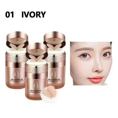 Air Cushion BB Cream with Butterfly Powder Puff – Moisturizing, Whitening, and Waterproof Foundation