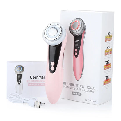 EMS Facial Massager - LED Light Therapy & Sonic Ion Vibration for Skin Tightening & Anti-Wrinkle