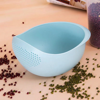 Colander Rice Bowl Drain Basket with Handle for Fruits & Washing Organizer