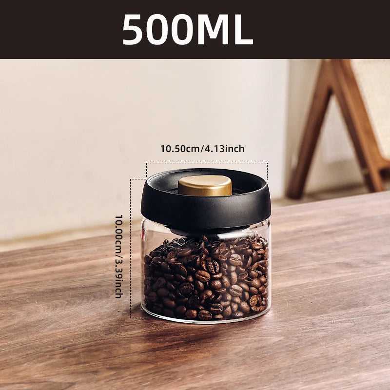 Vacuum Sealed Coffee Bean Storage Jar - Glass Food & Tea Fresh Storage Bottle for Kitchen