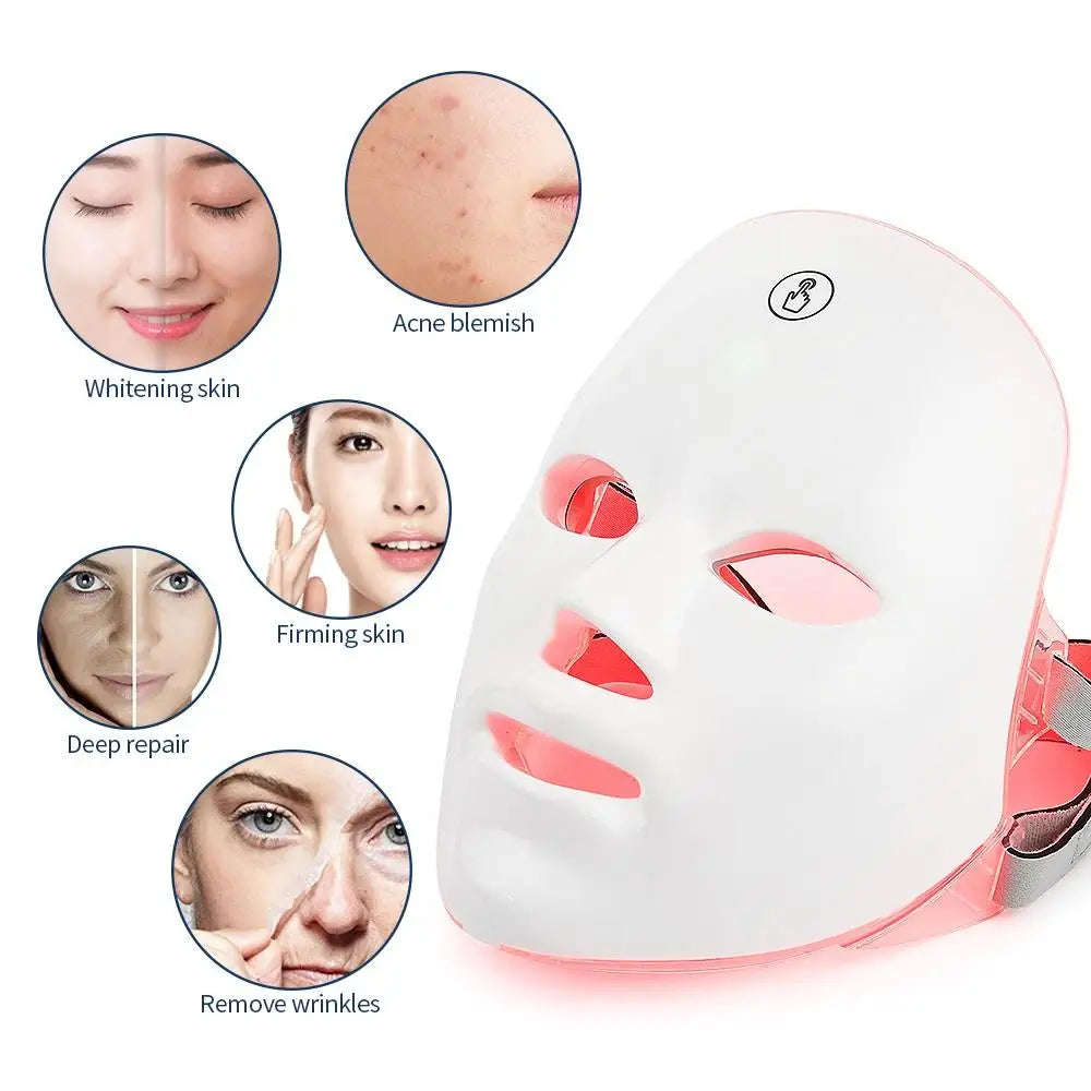 7-Color LED Photon Facial Mask - Skin Rejuvenation & Tightening for Face & Neck
