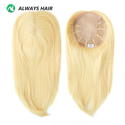 Alwayshair 14"-16" Straight Human Hair Clip-in Topper for Women 120% Density