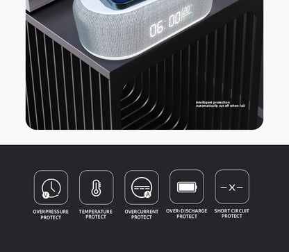 Wireless Charger Alarm Clock - 15W Fast Charging Dock with LED Light, Thermometer & Earphone Stand for iPhone & Samsung