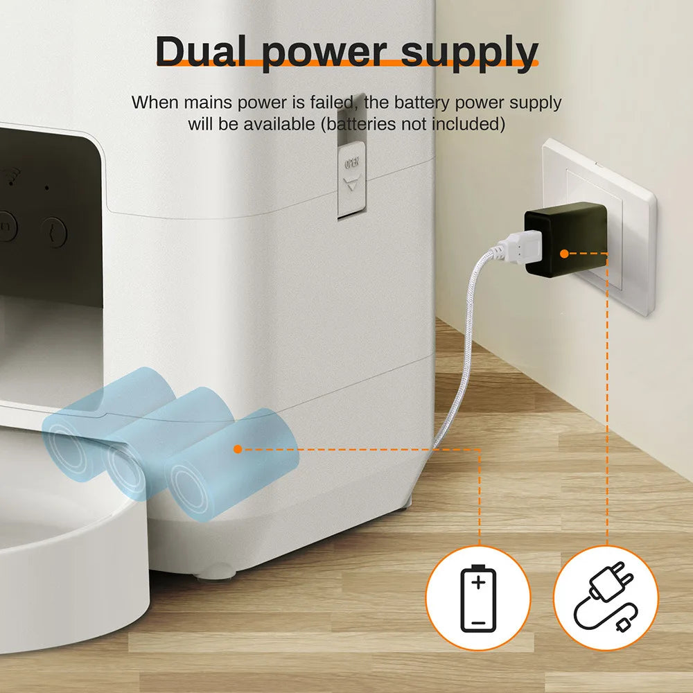 2L Smart Automatic Pet Feeder with Timer & WiFi App for Dogs & Cats