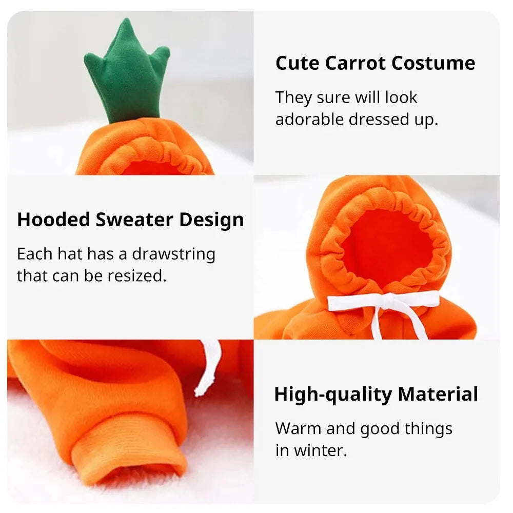 Cute Carrot Shape Dog Hoodie – Warm Fleece Sweater Coat for Puppies & Small Dogs