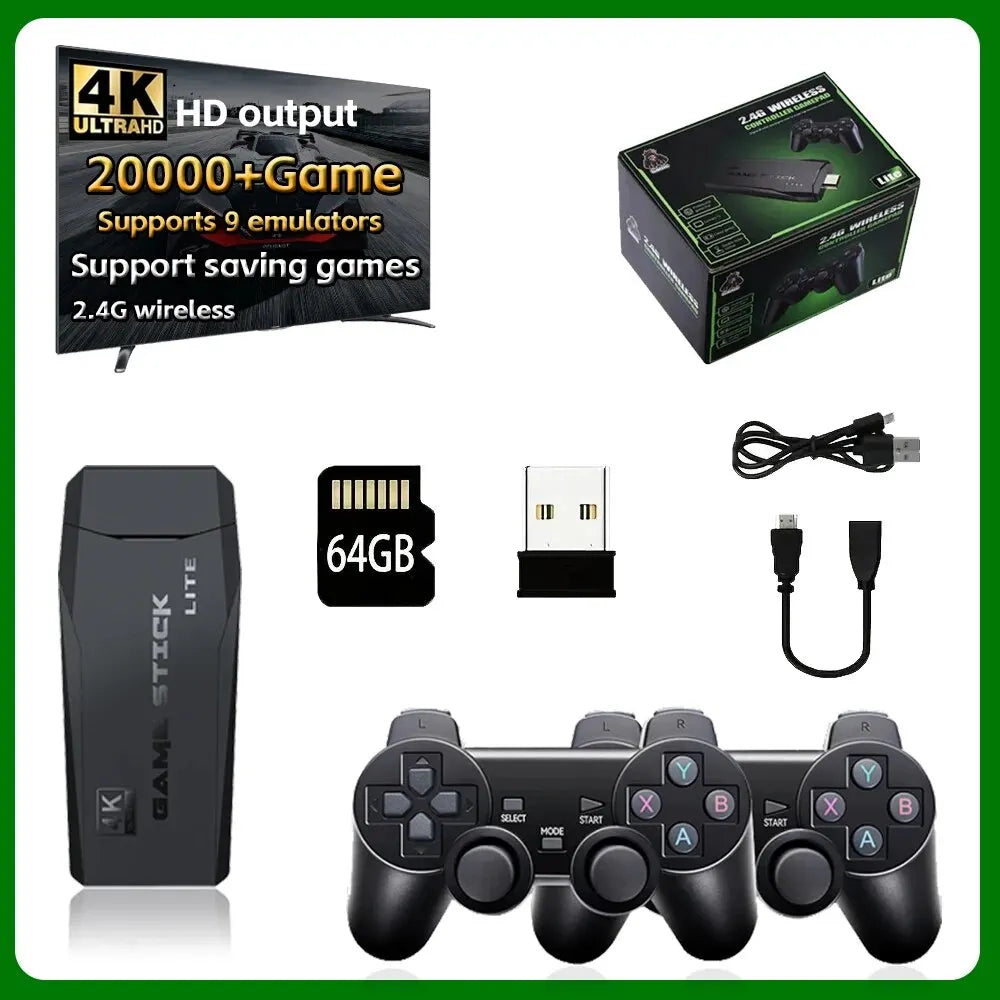 Retro Handheld Video Game Console - 64GB with 20,000 Built-in Games, Wireless Controller, Perfect for Kids' Christmas Gifts
